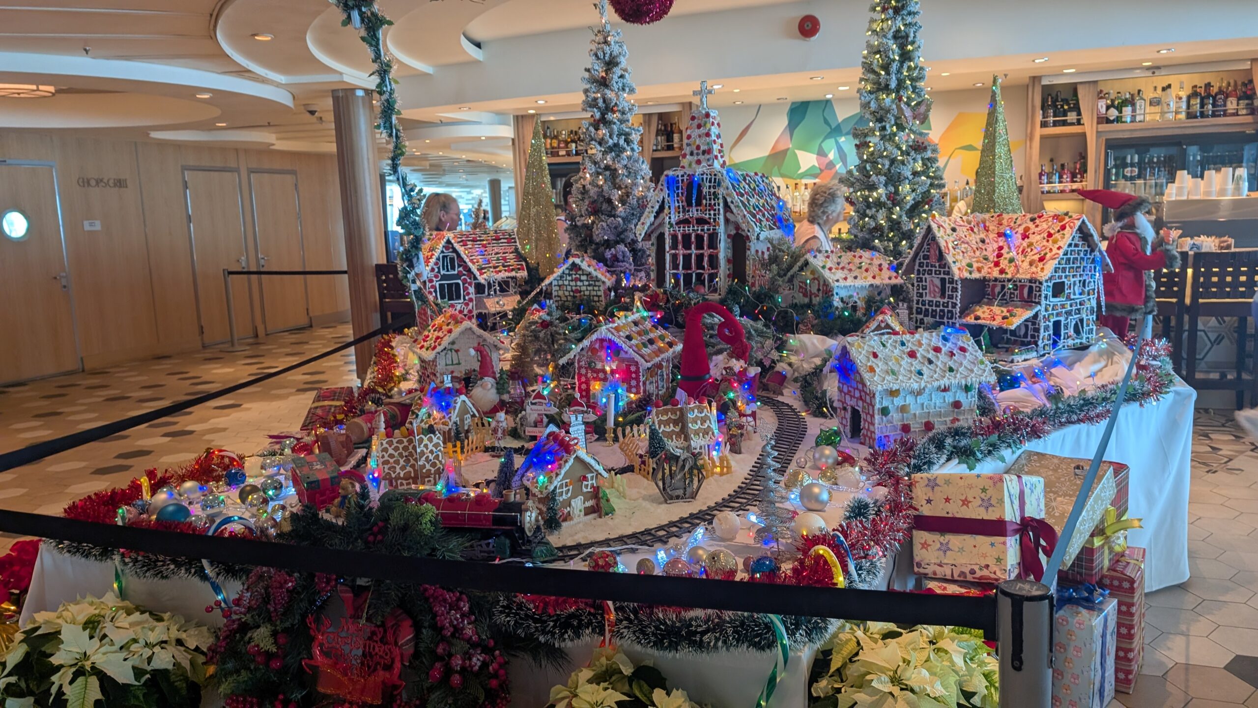 Day 44…Out to sea…Christmas decor in the Windjammer Cafe…