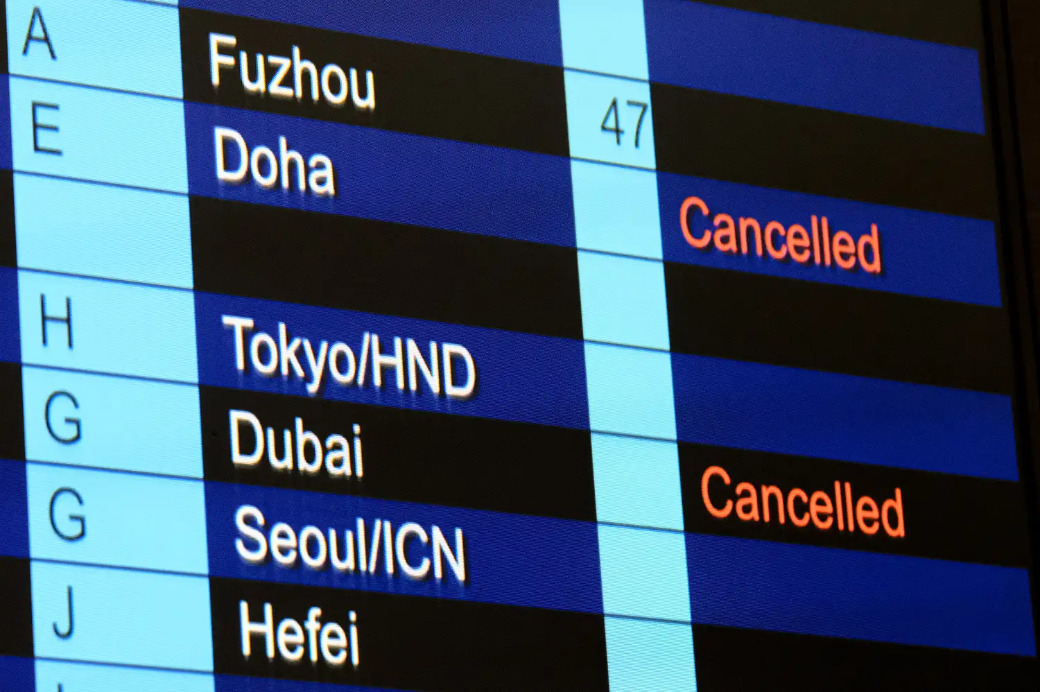 Middle East airport closures…