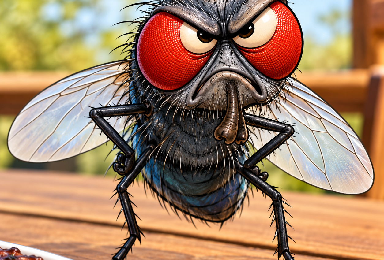Lots of flies, flying around my head!…